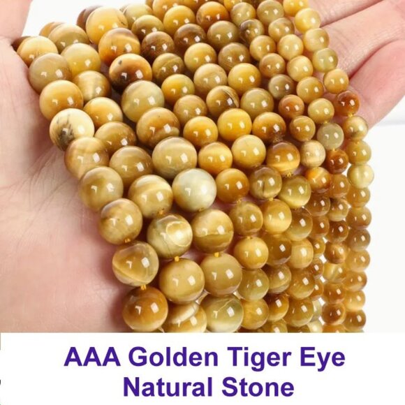 AAA Golden Tiger Eye Natural Stone - Picture 1 of 2